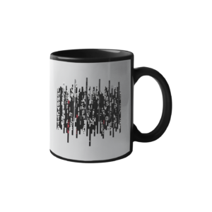 Balck And White Printed Coffee Ceramic Mug (350 ml) - Image 1