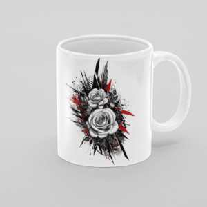 Red Flower Design Printed Coffee Cearmic Mug - Image 3