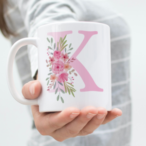 K Letter Coffee Cearmic Mug (350 Ml) - Image 1