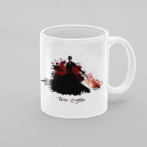 Lady With Stick Printed Coffee Cearmic Mug 350 ml - Image 3