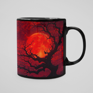 Red Sun Tree Printed Coffee Ceramic Mug (350 ml) - Image 1