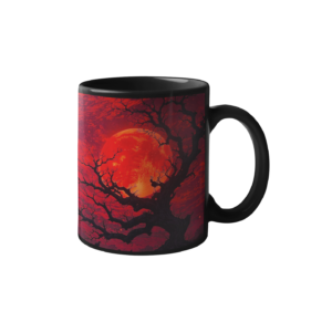 Red Sun Tree Printed Coffee Ceramic Mug (350 ml) - Image 2