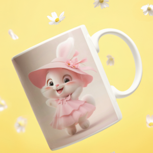 Pink Bunny Printed Coffee Cearmic Mug (350 Ml) - Image 3