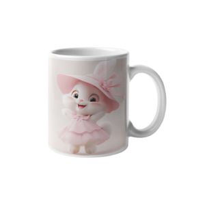 Pink Bunny Printed Coffee Cearmic Mug (350 Ml) - Image 1
