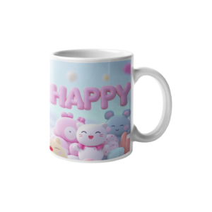 Happy Teddy Printed Coffee Cearmic Mug (350 Ml) - Image 1
