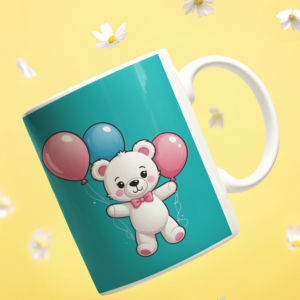 Teddy With Baloon Printed Coffee Cearmic Mug (350 Ml) - Image 3
