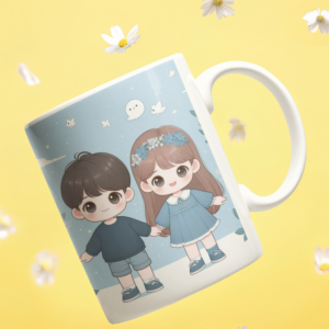 Couple Cartoon Coffee Cearmic Mug (350 Ml) - Image 3