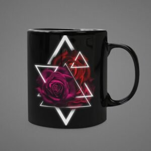 Pink Flower Printed Coffee Ceramic Mug (350 ml) - Image 1