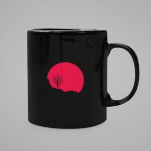 Red Sun Printed Coffee Ceramic Mug (350 ml) - Image 1