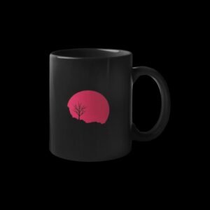 Red Sun Printed Coffee Ceramic Mug (350 ml) - Image 3