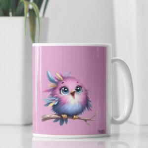 Pink Angry Bird Printed Coffee Cearmic Mug 350 ml - Image 2