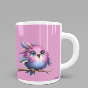 Pink Angry Bird Printed Coffee Cearmic Mug 350 ml - Image 1