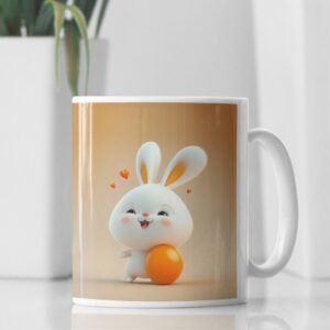 Bunny With Ball Printed Coffee Cearmic Mug 350 ml - Image 2