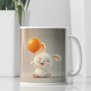 Bunny With Ballon Printed Coffee Cearmic Mug 350 ml - Image 2