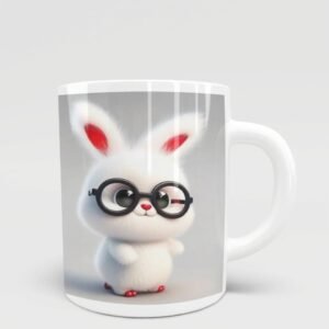 Bunny With Sunglasess Printed Coffee Cearmic Mug 350 ml - Image 1