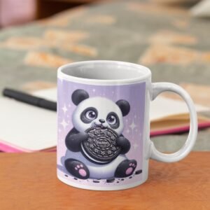 Panda With Biscuit Printed Coffee Cearmic Mug 350 ml - Image 1