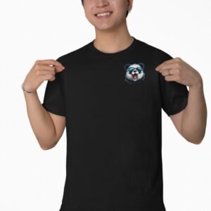 Black Tshirt Panda Printed For Men - Image 3