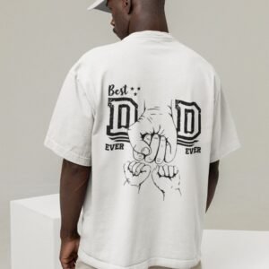 Men Dad Printed Round Neck Cotton Oversized WhiteT-Shirt - Image 1