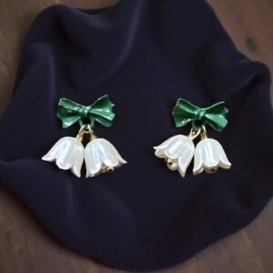 Green Pookie Flower Shape Korean Trending Earring - Image 1