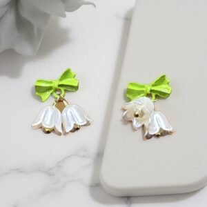 Green Pookie Flower Shape Korean Trending Earring - Image 1